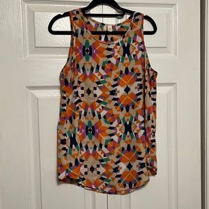 Sleeveless orange and purple tank top